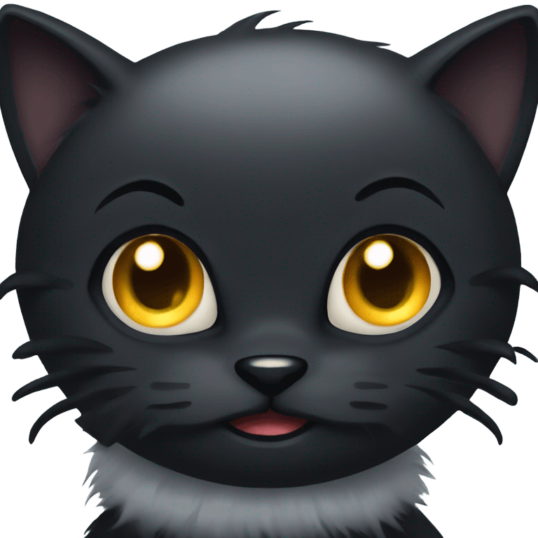 scared gothic black cat fur emoji