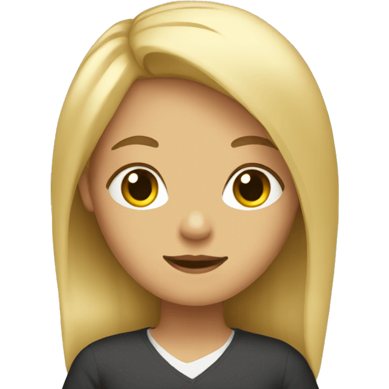 Girl sitting in class with blonde hair emoji