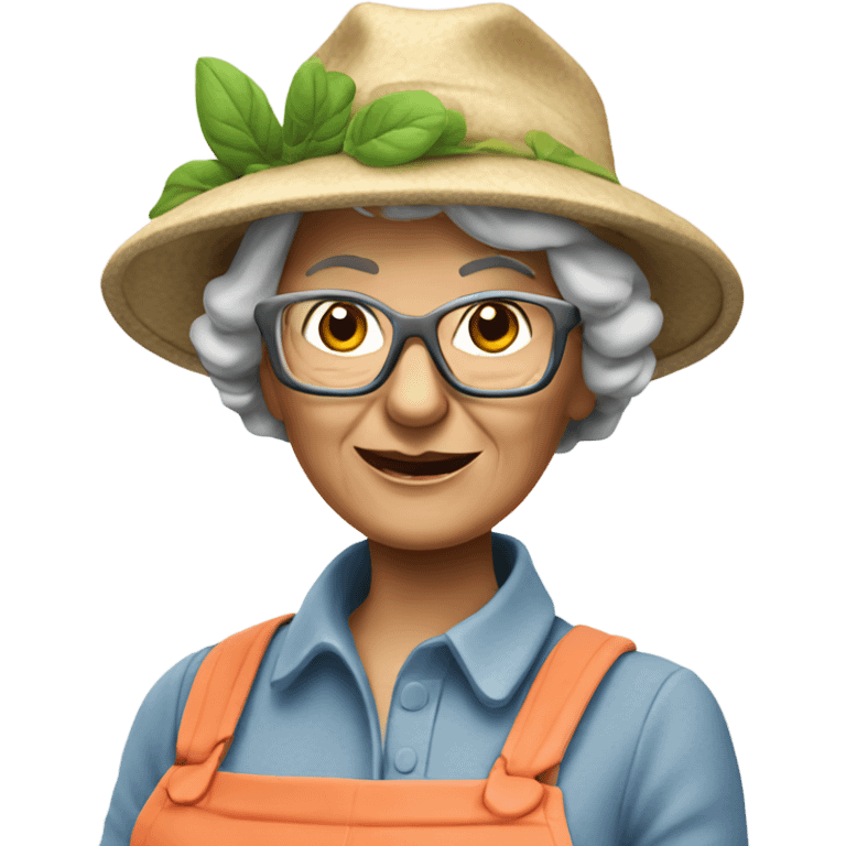 3d hyper realistic senior woman gardening  emoji