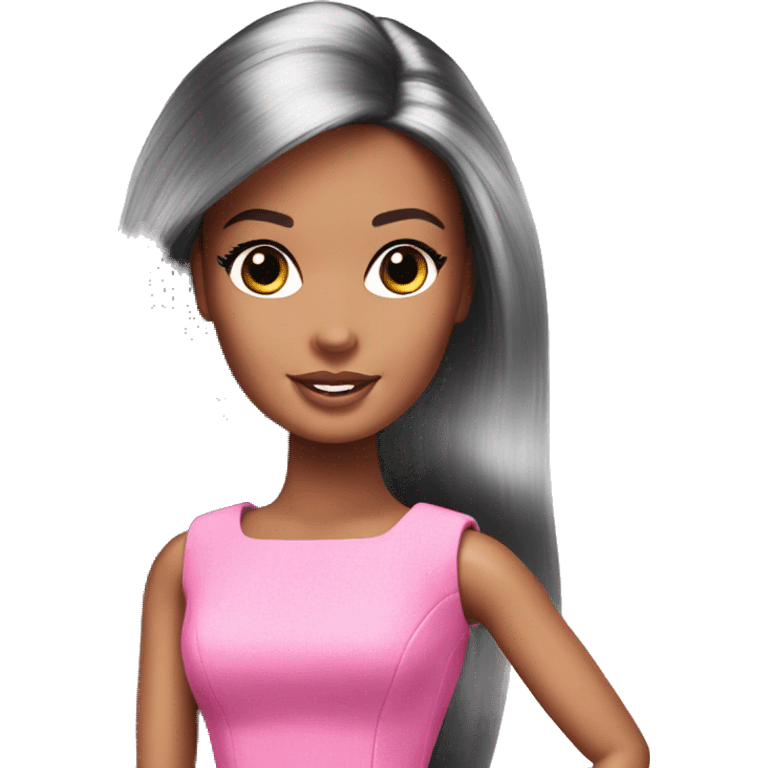 barbie doll pink dress black hair emoji