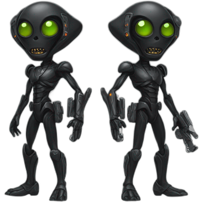 black alien with raygun emoji