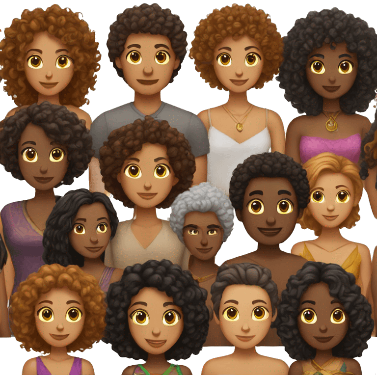 Man (no moustache) and women: curly hair and dark color, it's a tribe emoji