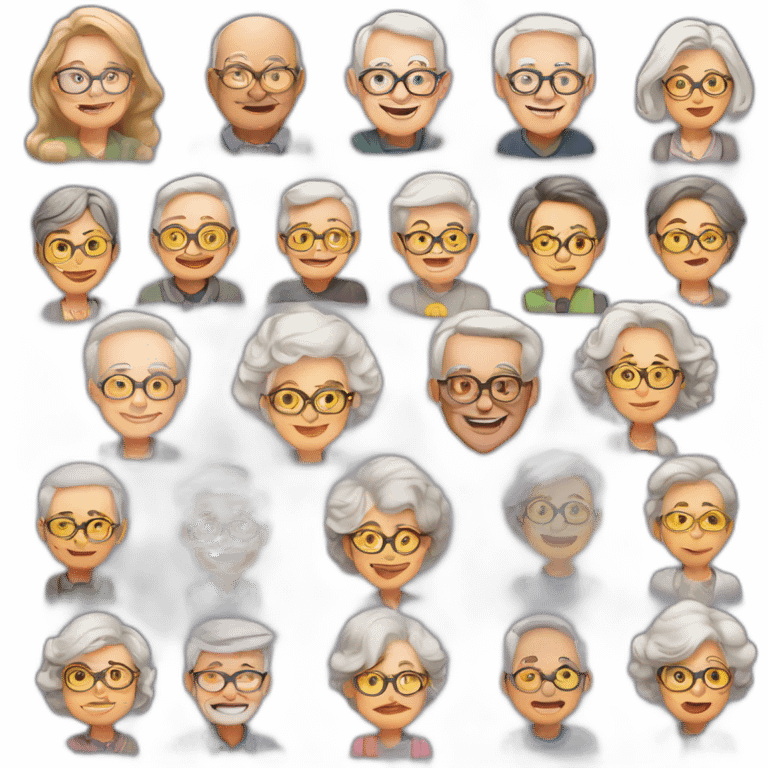 10 Old classmates together with older teacher emoji