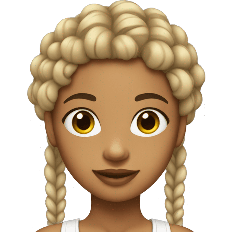 chica con trenzas afro piel blanca emoji