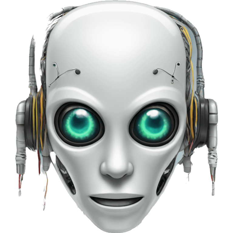 Alien robot head with wires and circuits emoji