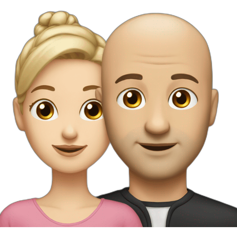 Bald man and his young wife emoji