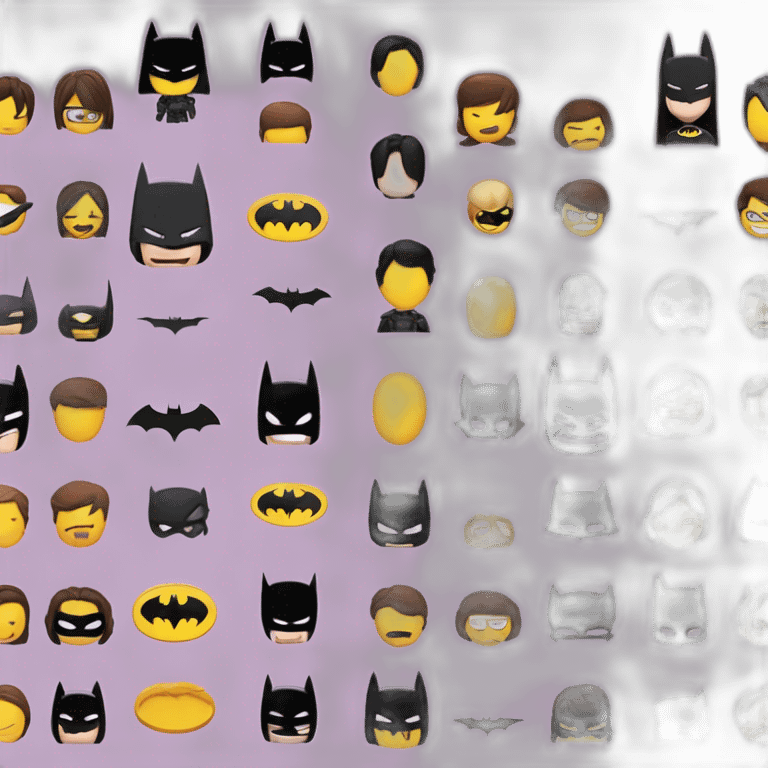 imagine um emoji estilizado que combine a icônica silhueta do Batman com a expressão carinhosa e brincalhona do emoji 😘 emoji