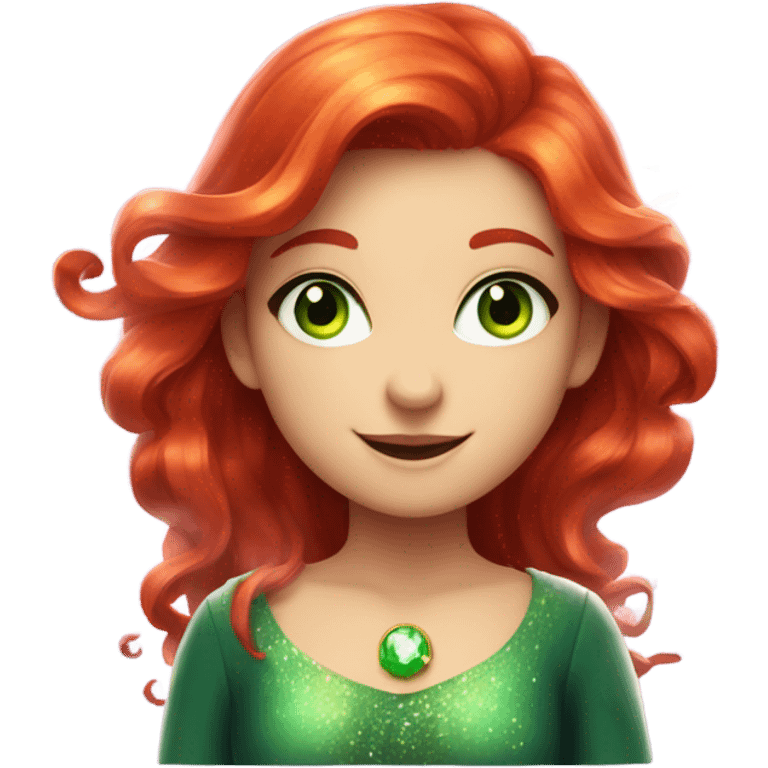 A red-haired girl with green eyes who loves magic emoji