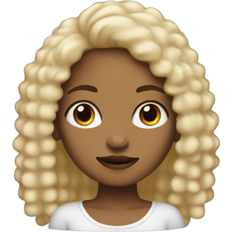 Tan girl with black and blonde afro emoji