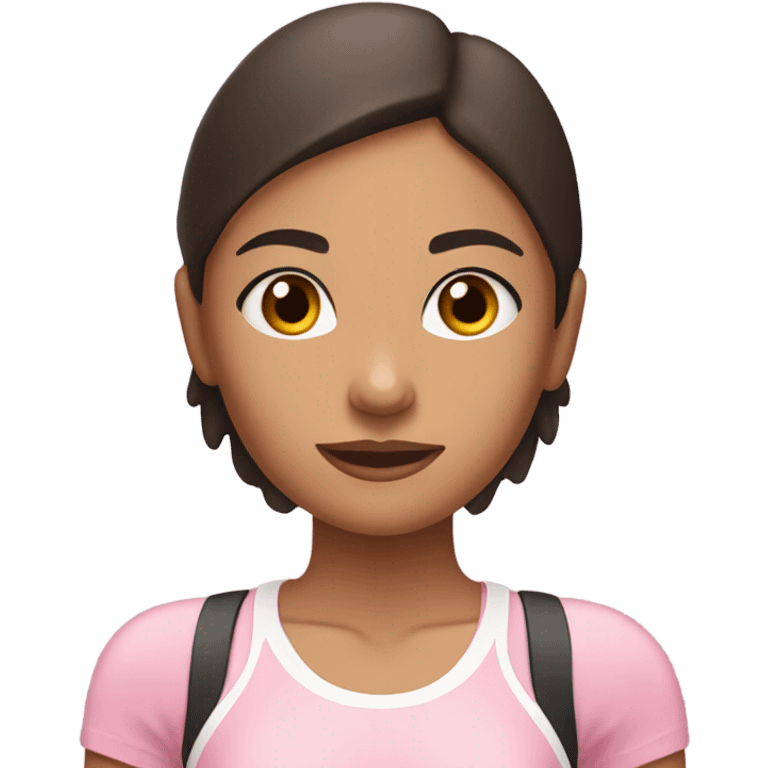 Morena girl  in light pink clothes exercising emoji