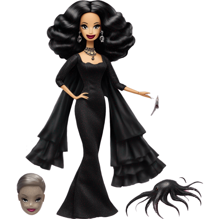 1915 Victorian Debut Barbie CC,Morticia Addams,modeling, sparkling black octopus   emoji