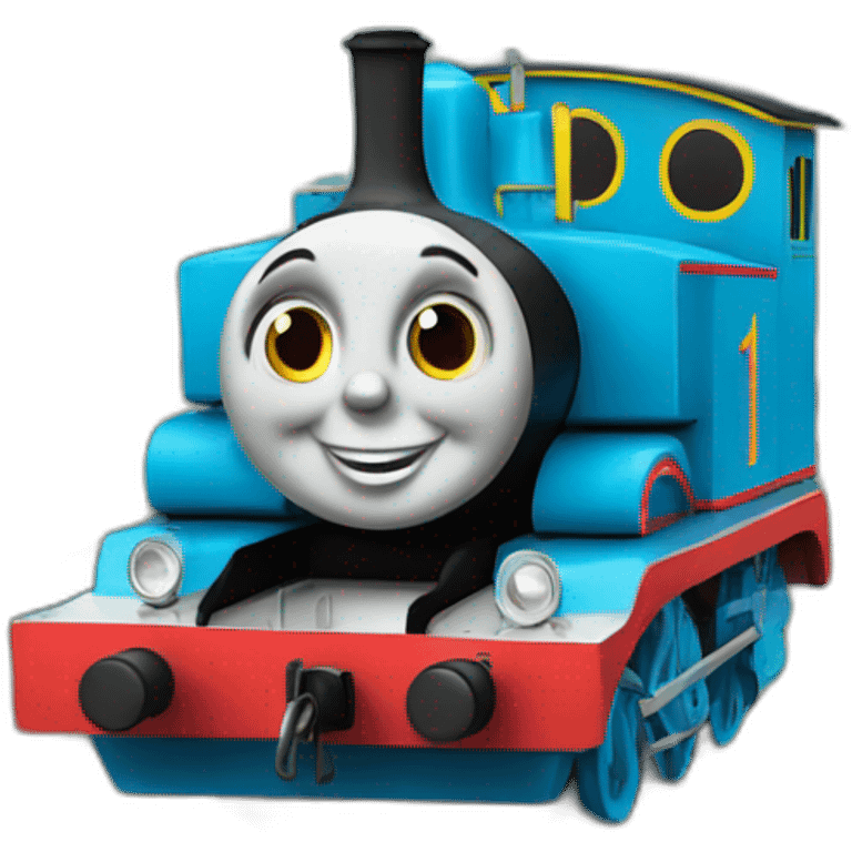 Thomas the train rolling on children on tracks emoji