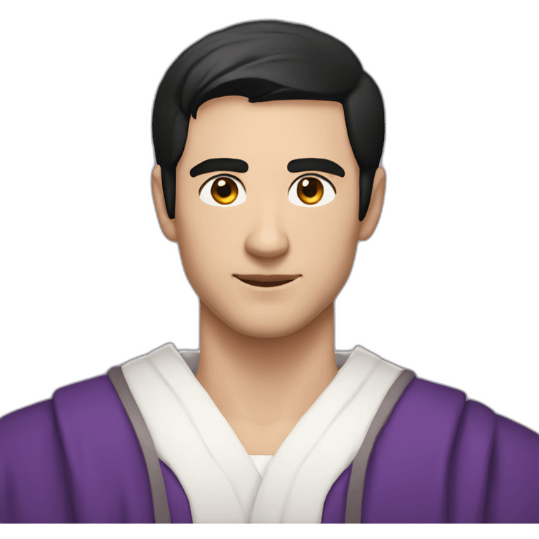 violet eyes pale handsome man short black hair wearing robes emoji