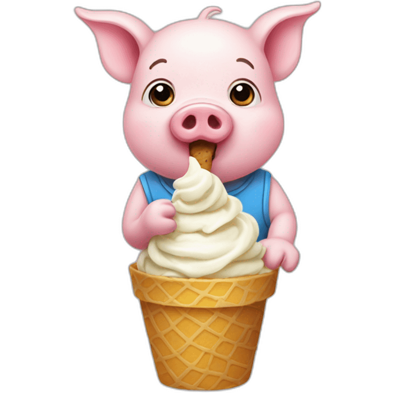 little pig eating ice cream emoji