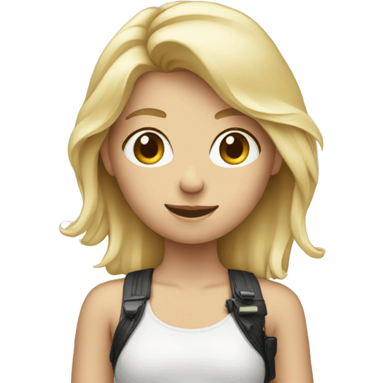 Blonde girl holding camera emoji