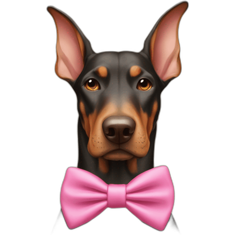 doberman-with-a-pink-bow-tie,-next-to-an-albino-and-a-light-brown emoji