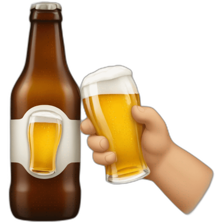 Une bière qui tiens un homme dans sa main emoji