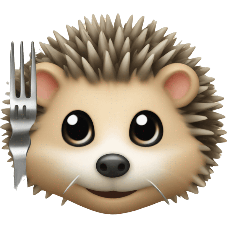 hedgehog with fork emoji