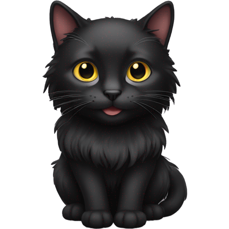 Long hair black cat emoji