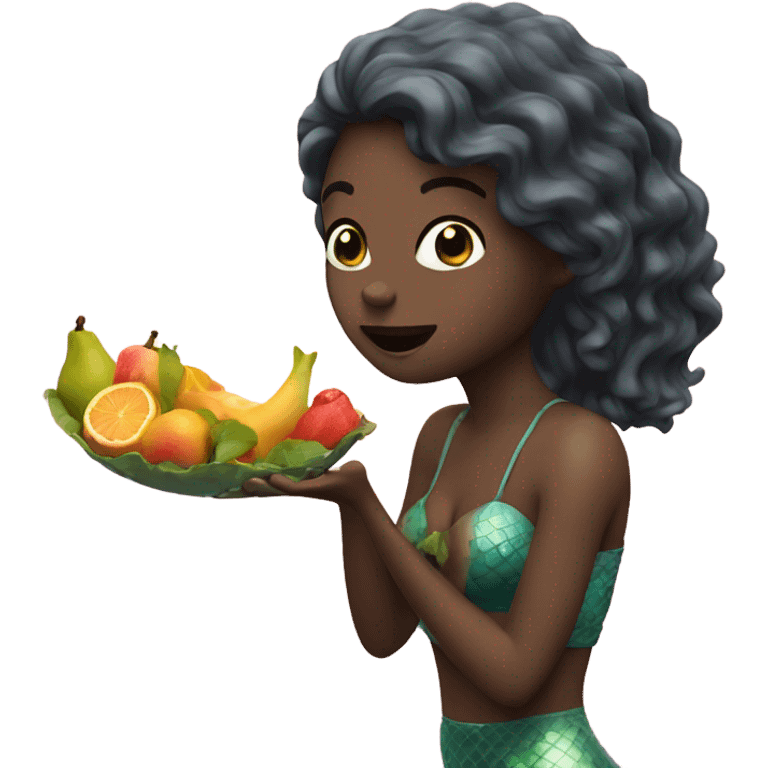 Mermaid eating fruit emoji