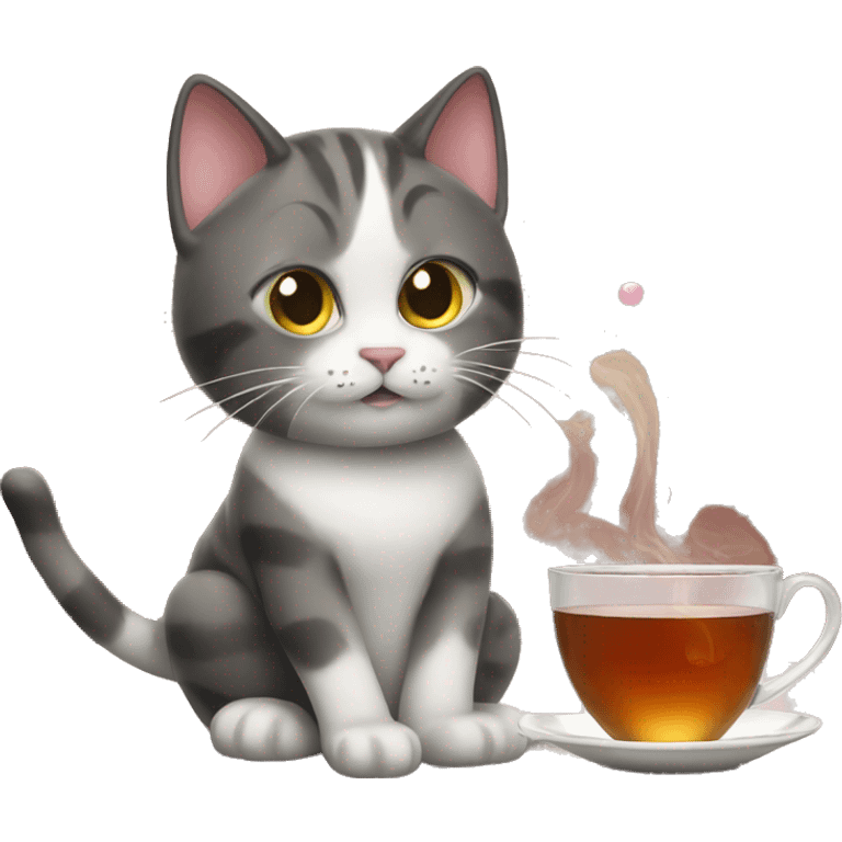 Cat with buble tea emoji