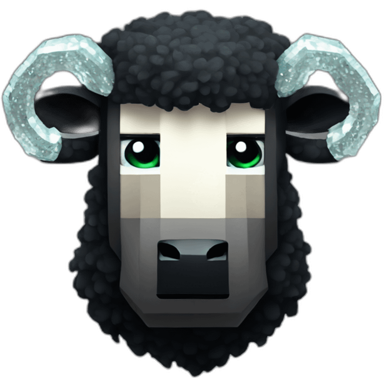 Minecraft Glitter Black Sheep Head With Diamond Horn emoji