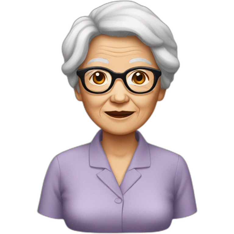 Old lady Vietnamese very black hair glasses emoji