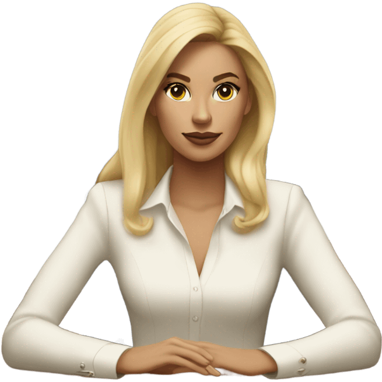 Blonde Ralph lauren women working at desk emoji