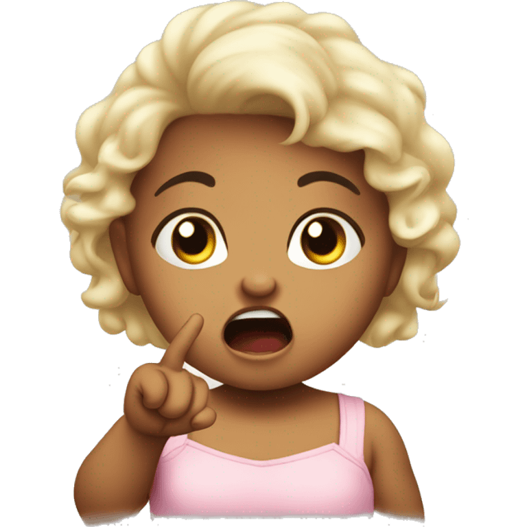 very furious baby girl toddler pointing with hand at someone emoji