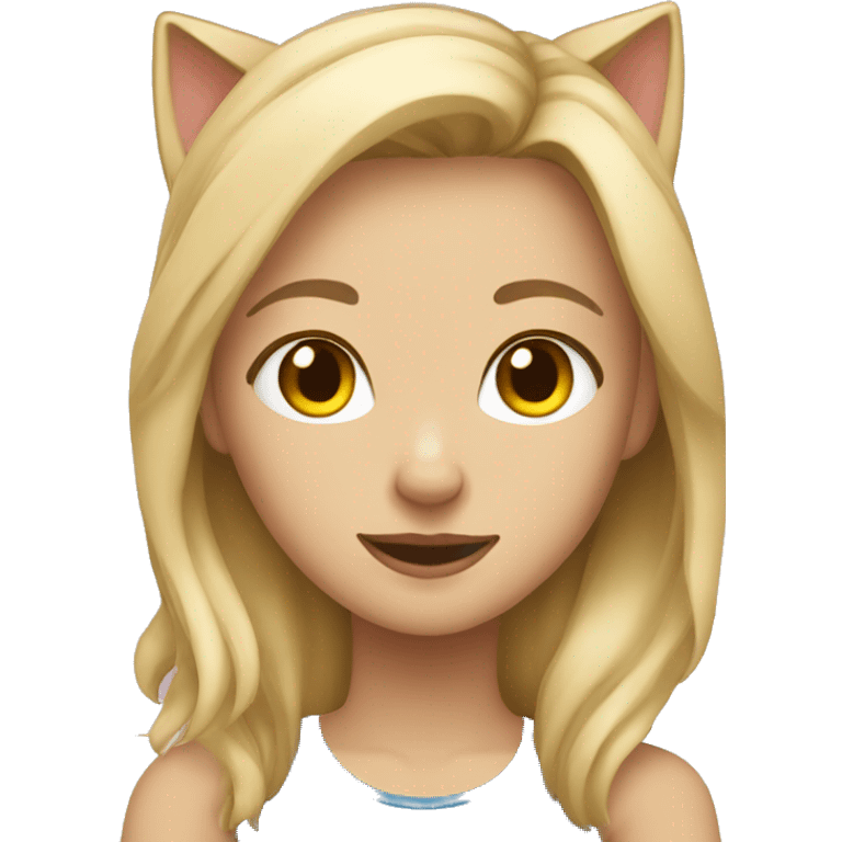 Blonde girl and tabby cat emoji