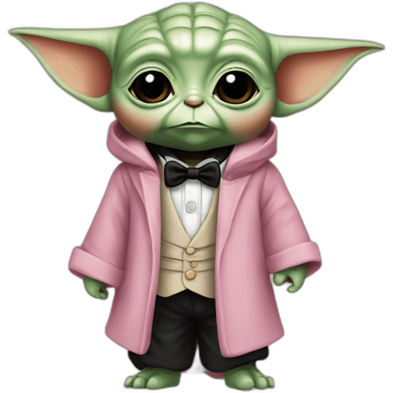 baby yoda in pink tuxedo emoji