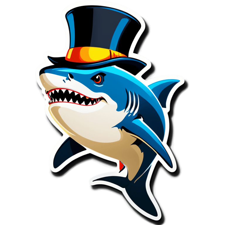 Shark with a top hat emoji