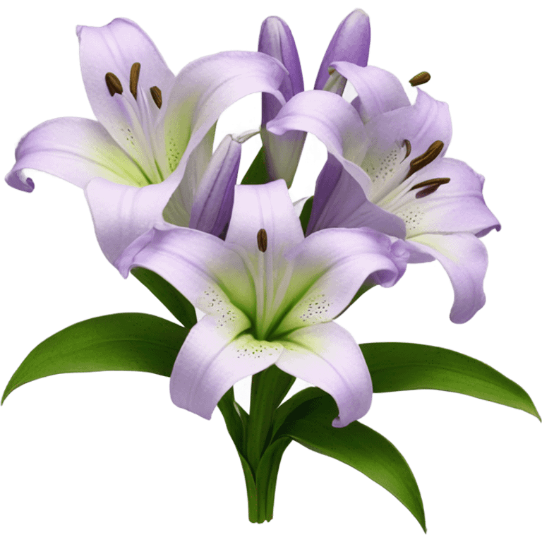 Flower Bouquet of pastel violet lilies realistic emoji