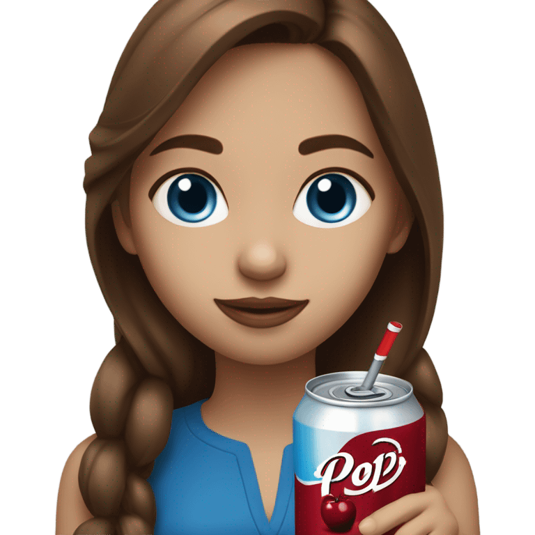 Drinking dr pepper cherry flavoured Brown hair girl blue eyes emoji