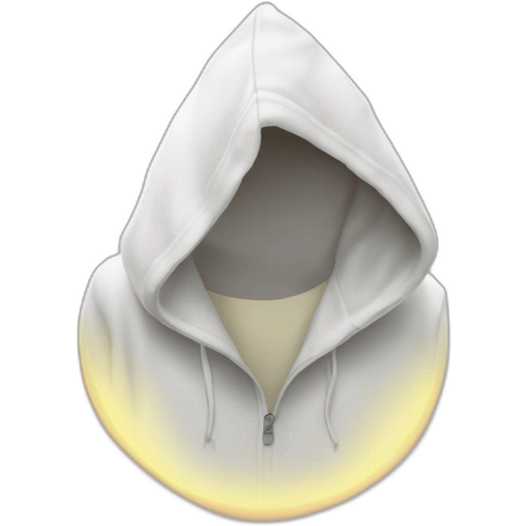 white hoodie, sun behind emoji