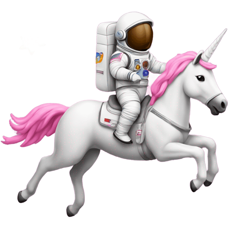 Astronaut riding a pink unicorn emoji