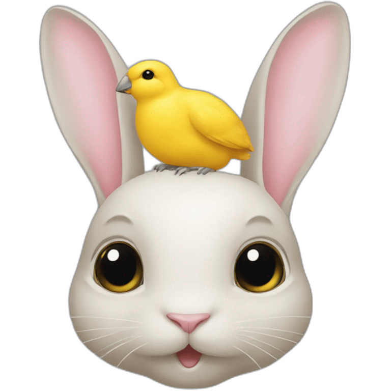 one rabbit and two canaris emoji