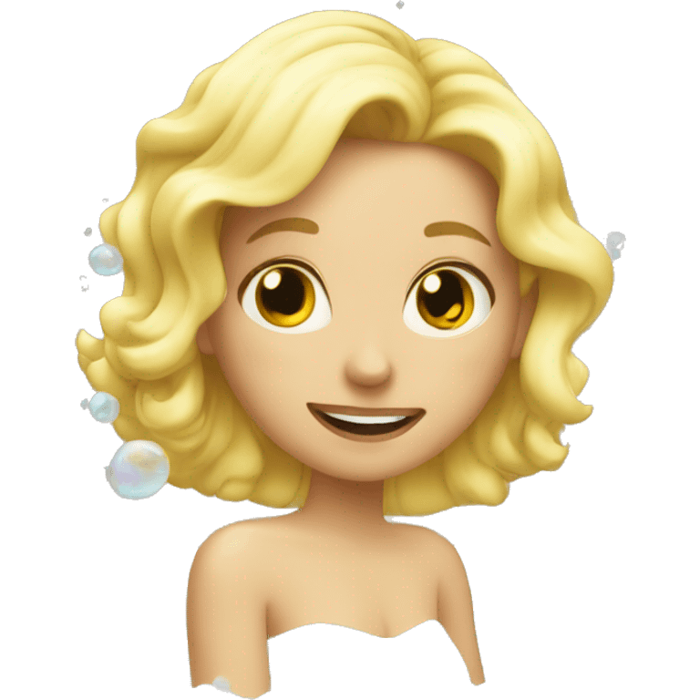 Blonde girl getting bubble bath emoji