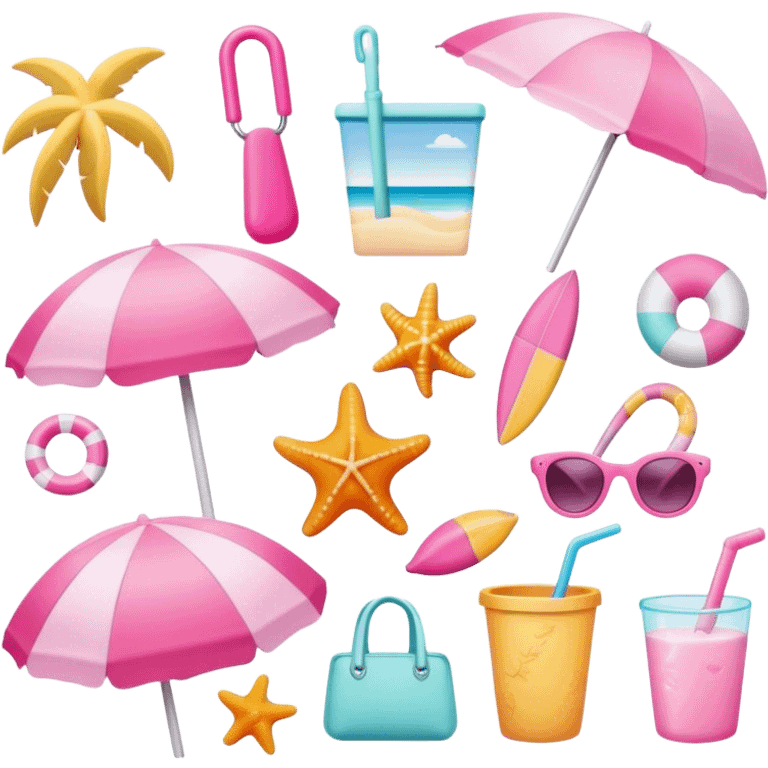 Pink,items,beached themed emoji