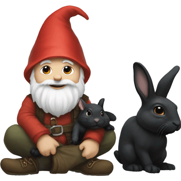 Gnome holding a black bunny  emoji