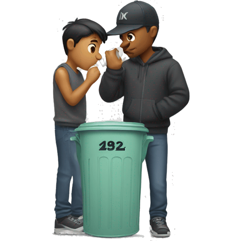 guy kissing trash can emoji