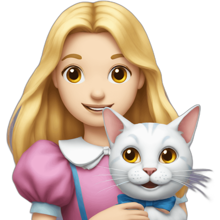 alice in wonderland with a cat head emoji