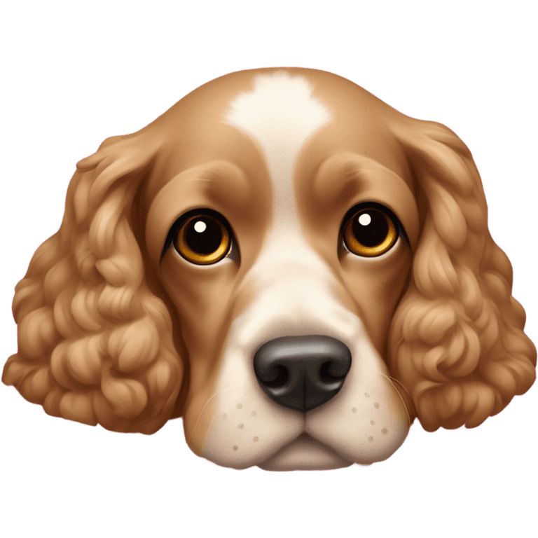 Cocker spaniel in a pink blanket emoji