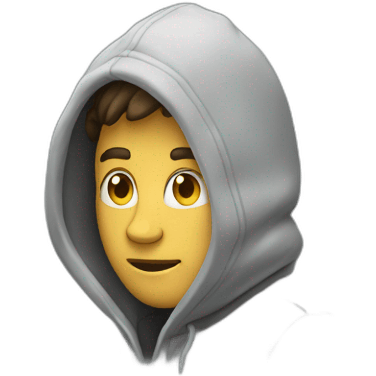 A guy wearing hoodie coding  emoji