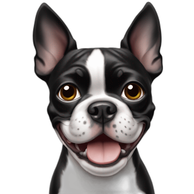 Boston terrier waving hello emoji