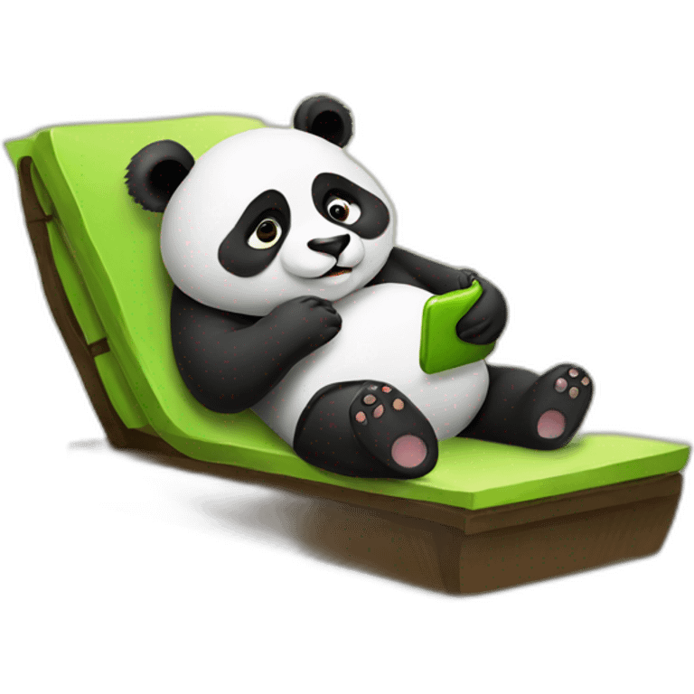 Lazy Panda lying with phone emoji