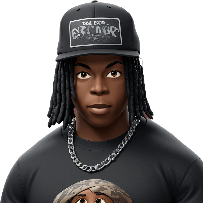 dark-skinned boy in black cap emoji