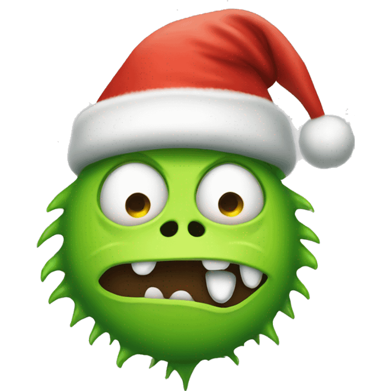 Lime green monster wearing Santa hat. emoji