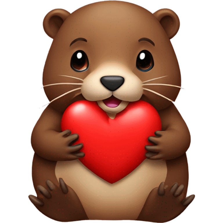 Beaver with red heart emoji emoji