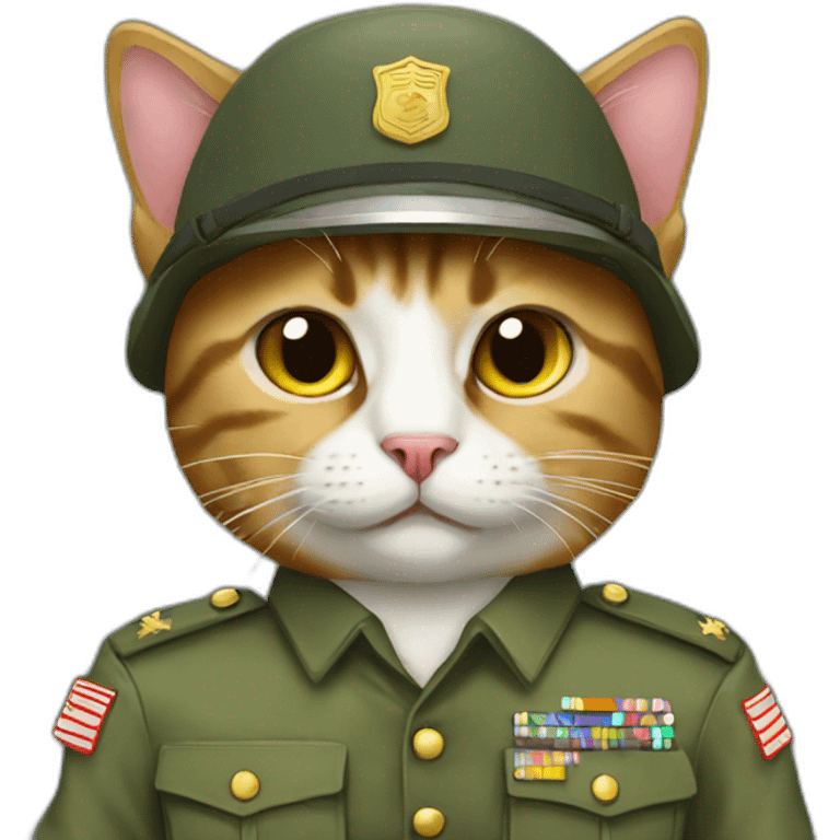 Cat in army uniform emoji